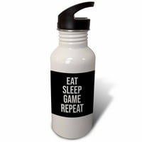 Яжте играта за сън повторете повторение. Бели надписи на черен фон. Oz Sports Water Bottle WB-321553-1