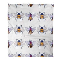Семтомн декоративни хвърлят одеяло мед пчела насекоми кръпка лято дива природа пчели бродерии топла фланела меко одеяло за диван разтегателен диван