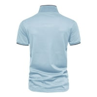 Б91хз работни ризи За Мъже Мъжка мода ежедневни Плътен цвят памук в врата бутон къс ръкав т трансфер хартия за тениски Поло ризи За Мъже Светло синьо и