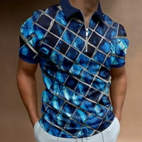 Корашан Мъжки Кроп топове работни дрехи Творчески ивица 3д печат Мъжки къс ръкав цип риза Поло ризи За Мъже