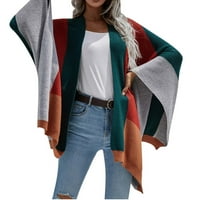 Ganfancp жилетка за жени облечен моден шал жилетка цвят съвпадение на свободни жилетка върхове блуза плетен пуловер зелено l outlet сделки