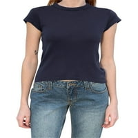Meihuida женски небрежен тениска с твърд цвят късо ръкав Кръгла шия къси улични дрехи върхове