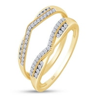 CT T.W Round Cut Lab създаде Moissanite Diamond Wedding Band Guard Guard Double Chevron Ring в 14K жълто злато над стерлингово сребро -4