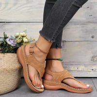 Aueoeo сандали за жени, женски летни джапанки флопи клинови пети чехли ежедневни плоски сандали удобни глезени еластични каишки на обувки