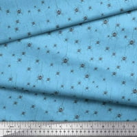 Soimoi Blue Cotton Cambric Fabric Web & Spider Ispenced Print Craft Fabric край двора