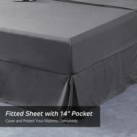 Queen Bed в чанта, комплект с парче пинце, алтернативен комплект утешител, тъмно сиво