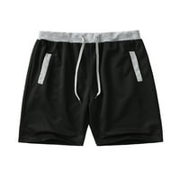 Bomotoo Men Summer Short Pants Spliced ​​Bottoms Drawstring Beach Shorts Lounge Beachwear Ваканция Мини панталони Черно 3XL
