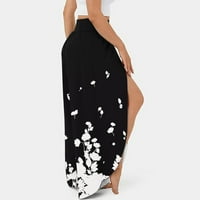 Jalioing Lounge Pant за жени High Rese Wide Fold Color Color Trendy Printed Slit отдолу от свободното време панталон