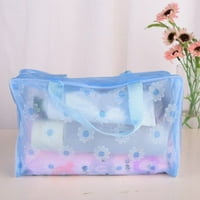 - Гро цвете водоустойчиви козметични чанти ПВЦ прозрачен цип тоалетни принадлежности чанта с дръжка каишка преносим грим чанта торбичка за баня, почивка и организиране