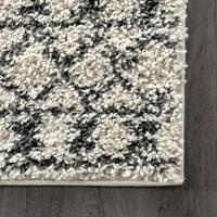 нулум Лейси Марокански Геометричен шаг бегач килим, 2 '8 8', на разстояние Бяло