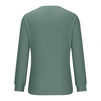 Wyongtao Женски дълъг ръкав V Врат оребрен бутон плетен пуловер плътни цветове върхове зелени xxl