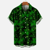 Мъжки копчета за ризи с джоб на гърдите St Patrick Day Lapel Short Leanve Beach риза зелени ежедневни празнични върхове