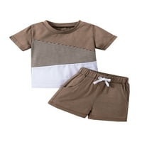 Комплект шорти за бебета за бебета, шорти с къс ръкав за печат с тениска с еластични къси панталони лятно облекло