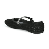 Ново момиче Little Angel Britt-957d Glitter Lace Rhinestone Mary Jane Ballet