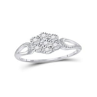Стерлинг сребърни женски кръгли диамантен цвете клъстер пръстен cttw