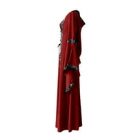 Средновековна рокля за жени вещица костюм елф рокля солидна ретро ръкав с дълги ръкави с дълъг ръкав с рокля квадратна вратовръзка рокля