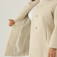 Уникални сделки Дамски зимни палто стойка яка Единична гърди дълго палто
