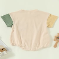 Бебе бебе момичета момче романи тениска новородено късо ръкав контраст цвят късо един комбинезон с джобни деца летни дрехи за боди от onesie 0-24m