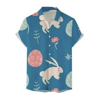 Мъжете модна блуза Топ тропически стил печат Хавай Лятна риза Мъжки модни 3D цифрови печат заек печат с къс ръкав тениска за свободното време небрежно модерен плаж ежедневно носене