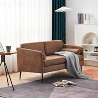 Ktaxon 52 '' Малка модерна любовна седалка, бронзова кърпа от средата на века 2-седалка за мебели за стол за дневна, апартамент и малко пространство кафяво кафяво