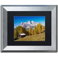 Търговска марка изобразително изкуство Алпийска хижа платно изкуство от Майкъл Бланшет фотография Черен мат, сребърна рамка