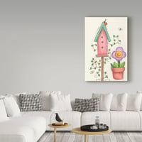 Изобразително изкуство 'къщичка за птици розово' платно изкуство от Бевърли Джонстън
