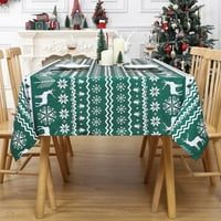 Коледна покривка на Oyang, водоустойчив коледно дърво и дизайн на елени празнични декоративни покритие на масата за маса за накрито на открито