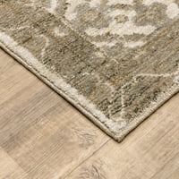 Karrie Traditional Oriental Runner Rug, Beige Ivory 1, 2 '12'