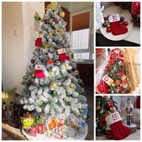 Rovga Коледни чорапи с инициали Големи бродирани букви с плетене на червено бяло коледно чорапи за семейни празнични декорации и коледни камини от дърво Коледни декорации