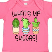 Inktastic Whates Up Succas Funny Cacti Plants Gift Baby Boy или Baby Girl Bodysuit