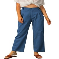 Хаит дами бутон с цип панталони свободни годни солидни цветни палацо панталони ПРАВЕН КРАЙ КРАК ВИСОКИ КАСИЯ