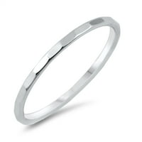 Rhodium Plated Sterling Silver Diamond Cut за подредена лента Размер на пръстена 8