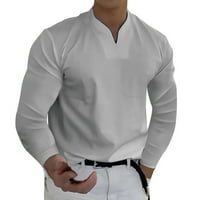 KALI_STORE Мъжки ризи за голф ризи за мъже кръгла шия редовно прилягане на ежедневни тениски тениски тениски сиво, l