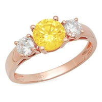 1,5ct кръгла режещ жълт симулиран диамант 18k розово злато годишнина годежен камък с размер на пръстена 5.25