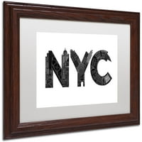 Търговска марка изобразително изкуство Ню Йорк платно изкуство от Робърт Фаркас, бял мат, дървена рамка