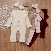 Hirigin новородени бебешки момичета момчета детски памучни дрехи дълъг комбинезон от рома