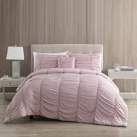 Начало Sumara 3-Piece Pink Striped Polyester Comforter Set, близнак