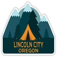 Линкълн Сити Орегон Сувенир Магнит За Хладилник Къмпинг Палатка Дизайн