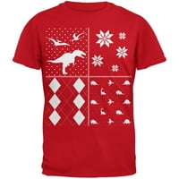 Динозаври Празнични Блокове Грозен Коледен Пуловер Червена Младежка Тениска-Младеж Х-Голям