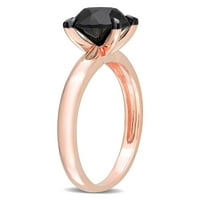 1-Каратов черен диамант 14к Розово злато годежен пръстен