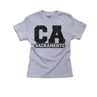 Сакраменто, Калифорния класически градски Държавен знак момиче памучна младежка сива тениска