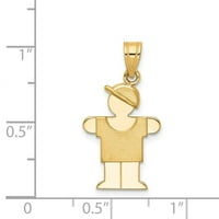 14k жълто злато, плътно гравирано момче с шапка на десен чар - 1. Грама - с размери 25 пъти широк