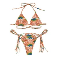 Дамски страпи отпечатани отпечатани бикини бикини с висока талия бански костюм бански бански плаж