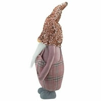 Northlight 30 Pink and Grey Plaid Tall Christmas Gnome Tabletop фигура