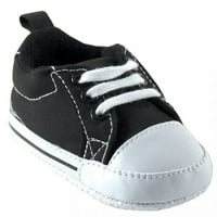 Luvable Friends Baby Unise Crib Shoes, черно платно, 12- месеца