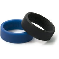 Плоски черни и сини силиконови пръстени, 2-пак.