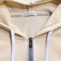 Мъжки подплатени якета с цип Zipper Colorblock с дълъг ръкав дантела с качулка с топло изстрелване мъжки лек пълен цип яке бежово 2xl