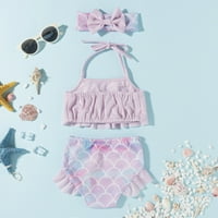 · Nikaka Baby Girls Swimsuit 2 Peace Ruffle Newborn Bouthing Suits Toddler Mermaid Bikini Set Summer Beach Swimwear