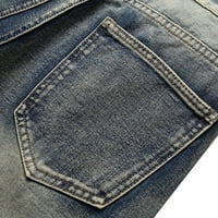 Мъжки дънкови къси панталони с цип еластични тънки шорти ежедневни разкъсани къси панталони с джобове на клирънс