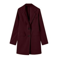 Leesechin Womens Blazer Business Attire Пласивен цвят с дълъг ръкав с единично отслабване на жилетка от палто от отслабване на плоска върху хлабина